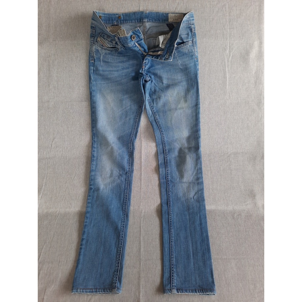 Diesel Livy Stretch Super Slim Straight Jeans Womens Size 28x3 4Blue Wash Cotton